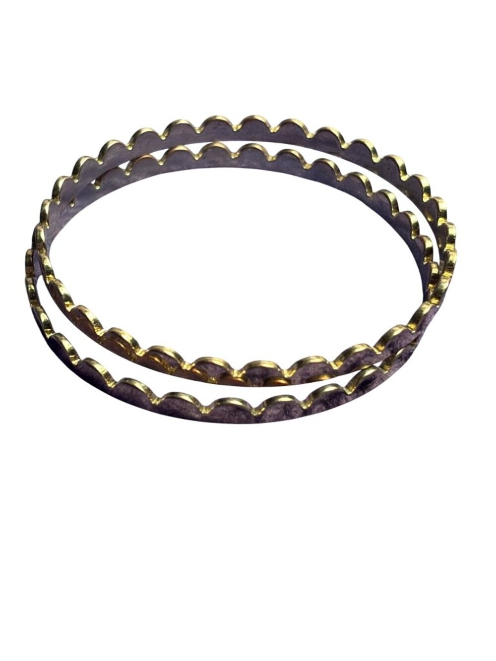 Set of 2 Goldtone Scalloped Bangle Bracelet 8.25 inches